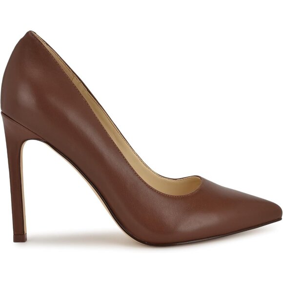 Nine West Women's Medium Brown Leather Closed Pointed Toe Stiletto Heel Pump - Picture 5 of 6